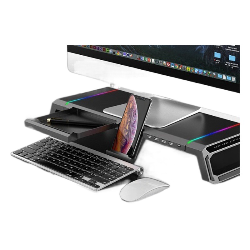 Core bingzun T1 soporte de monitor de ordenador multi-función soporte de escritorio plegable base de almacenamiento