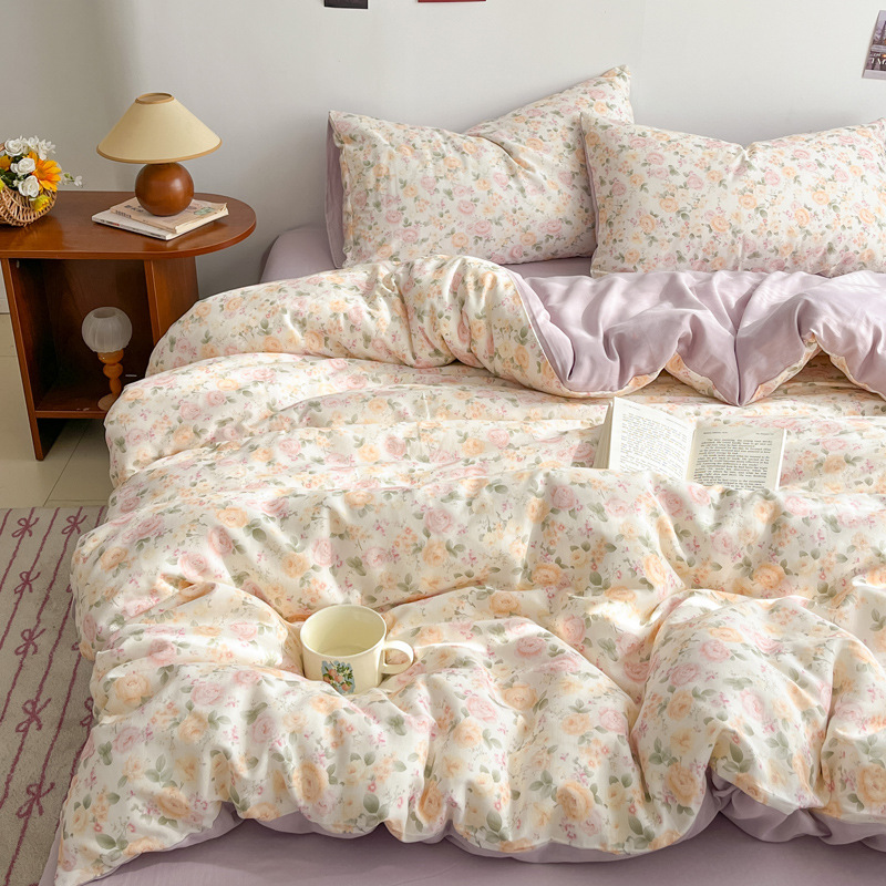 Todo el algodón otoño invierno doble hilo espesado cuatro piezas Xinjiang colcha de algodón de lana larga una cama de algodón puro cuatro piezas