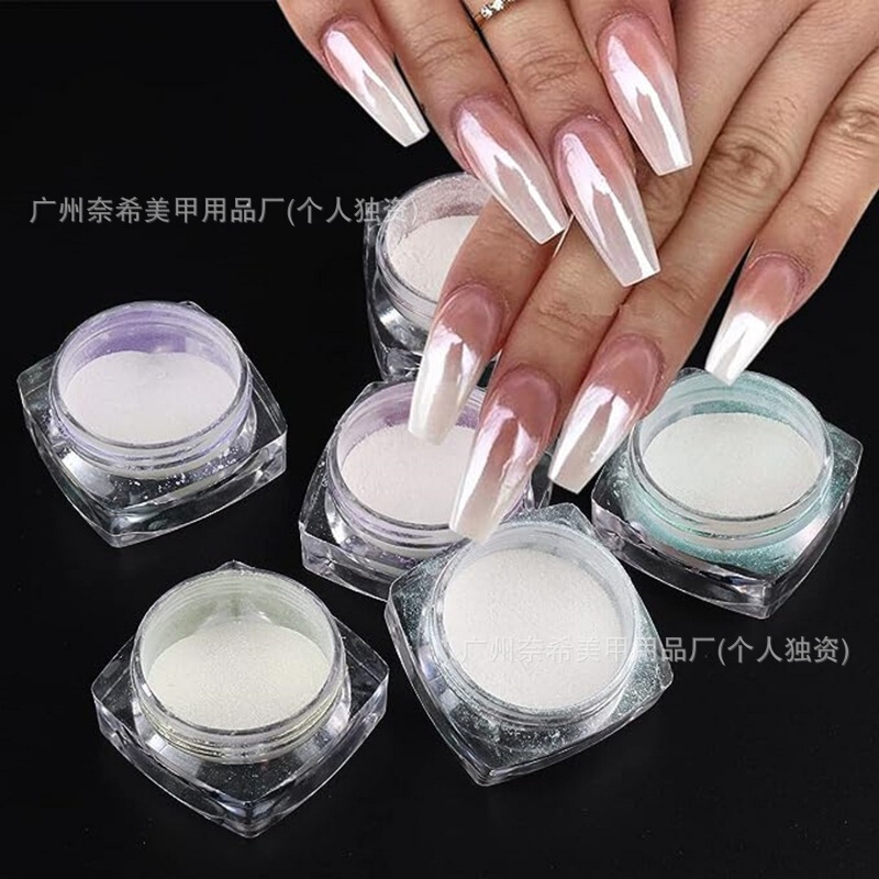 Net red with nail art ice through moonlight powder magic aurora mermaid shell powder moonlight white magic mirror powder 6 color wholesale