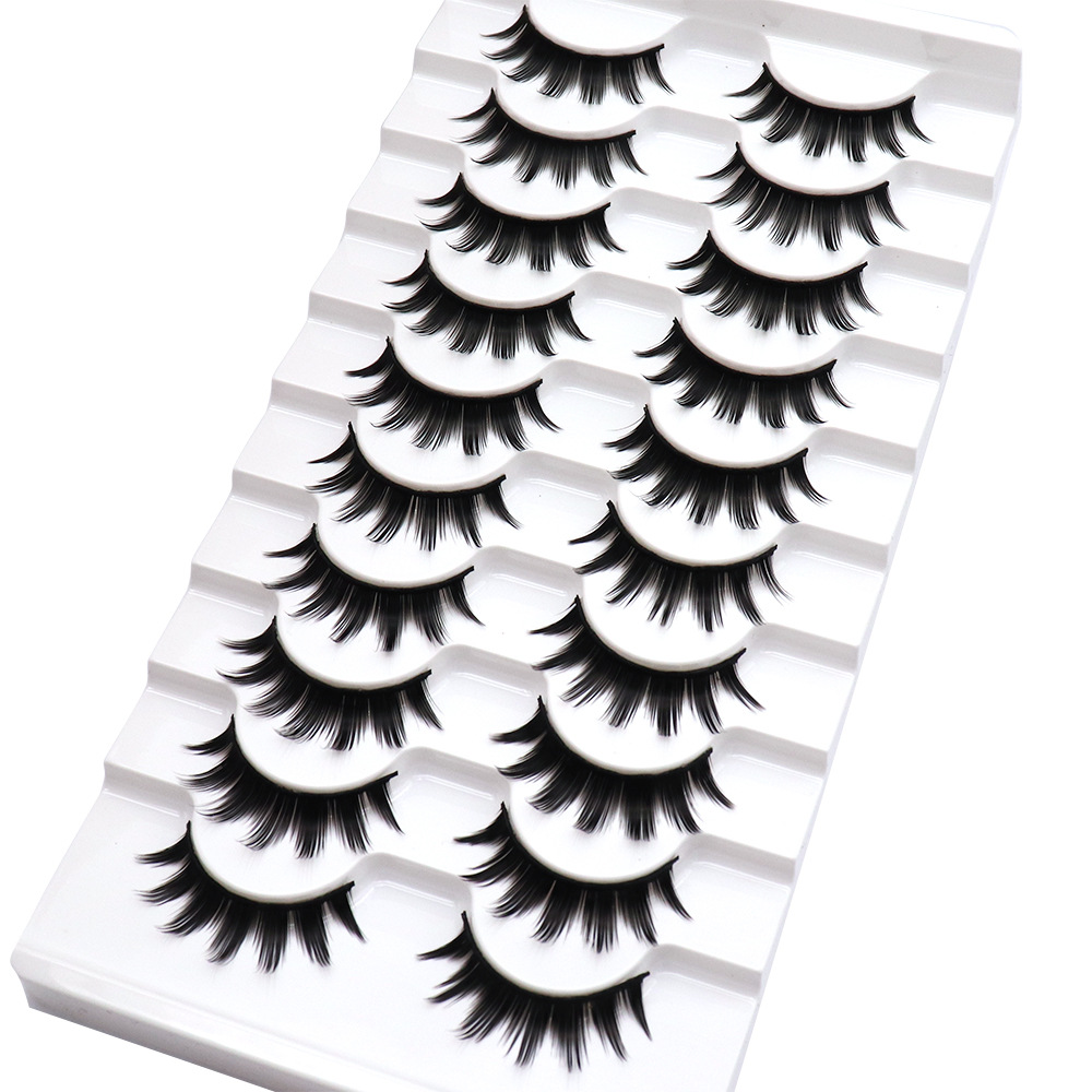 Tres ramas de color demonio 10 pares de pestañas falsas gruesas Barbie caricatura toda una pieza de soporte duro doble párpado