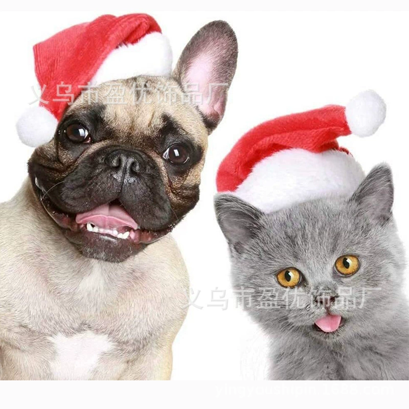 Трансграничная рождественская вечеринка Собака Кошка Рождественская шляпа Праздничная вечеринка Декор