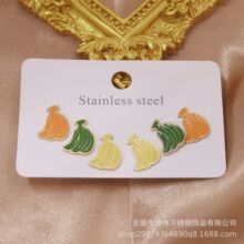 时尚珐琅甜果耳环女士耳环草莓樱桃葡萄香蕉耳钉时尚首饰，