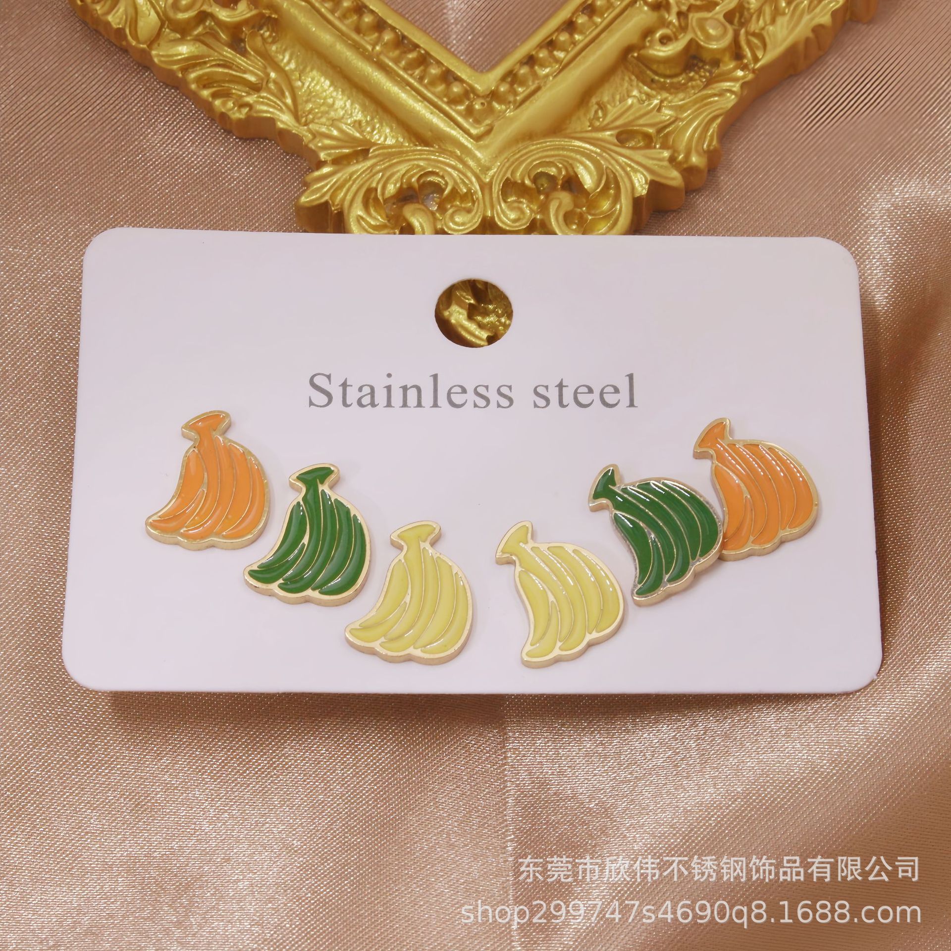时尚珐琅甜果耳环女士耳环草莓樱桃葡萄香蕉耳钉时尚首饰，