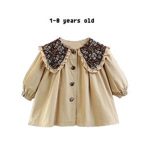 Girls' Autumn Trench Coat 2025 New Bowknot Baby Girl Coat Stylish Korean Version Mid-Length for Young Children