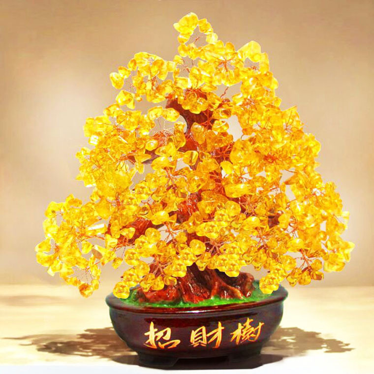Cross-border wholesale topaz fortune tree fortune tree fortune tree living room front desk housewarming opening decoration gift ornaments