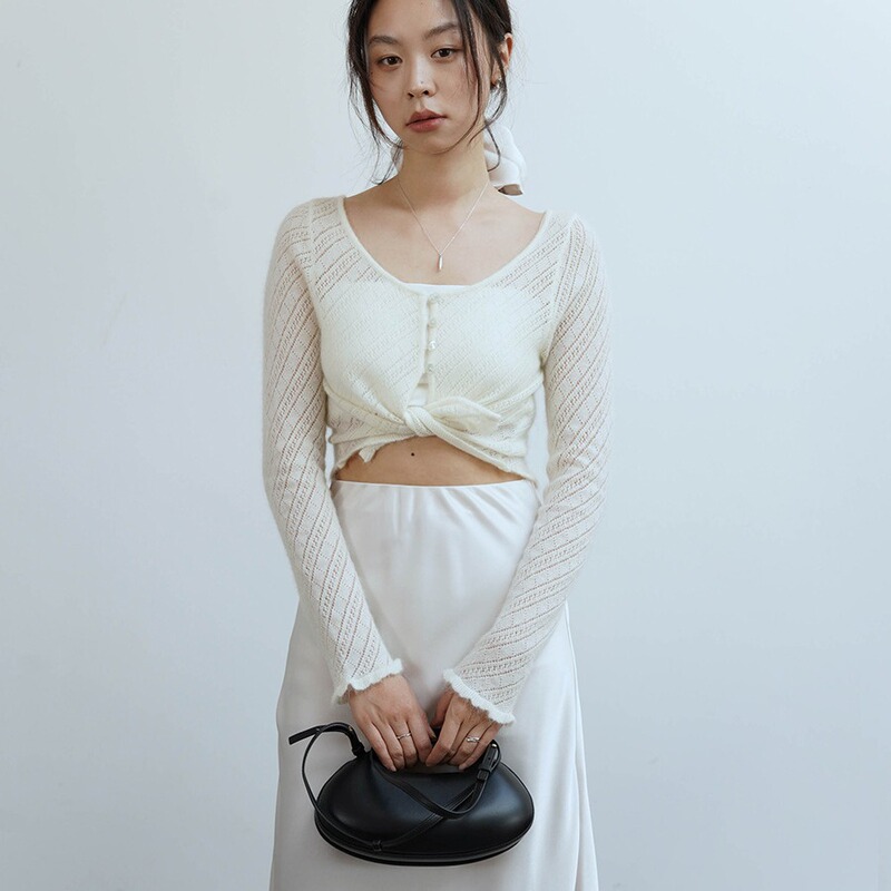 Love and Nancy Guangzhou Thirteen Lines Summer Original New Round Neck Skin Friendly Fungus French Cardigan Sweater 41144
