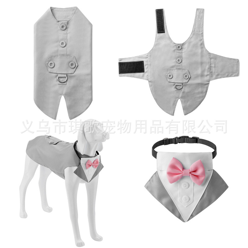 Cross-border exclusive in stock dog suit pet clothes pet suit vest wedding banquet pet wedding suit