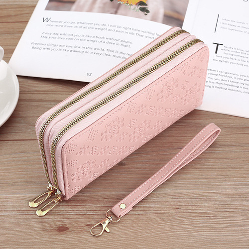 Ladies Wallet Women Long Handle Multi-functional Leather Card Holder Fashion Dual Zipper Card Case Handbag Money Clip Trendy