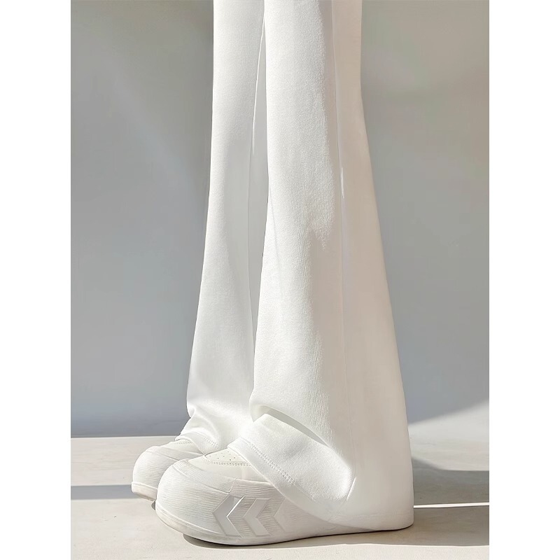 American-style White Flared Pants Women's 2025 Spring and Autumn New High Waist Slimming Sports Pants Slip-on Hanging Pants American-style White Flared Pants Women's 2025 Spring and Autumn New High Waist Slimming Sports Pants Slip-on Hanging Pants