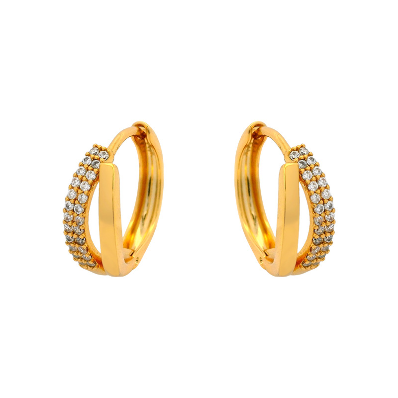 Xuping temperamento de moda europa y americana aleación de cobre transfronteriza chapado 24k color ligero de lujo pendientes de orejas gemas artificiales orejas