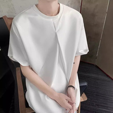 新中式穿搭t恤男款夏季重磅纯白色半袖小众设计高级感亨利衫短袖