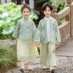儿 童汉服中式春秋夏季男生幼儿园服国风唐装女宝古装合唱演出服
