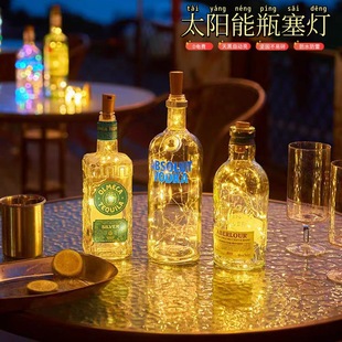 Quanzhou factory direct Amazon explosions led solar bottle stopper copper wire lamp string 1 meter 10 lamp wine bottle stopper lamp string