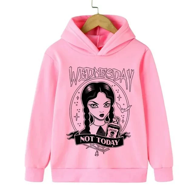 Горячая продажа товаров из Европы и Америки. Детская толстовка с капюшоном Wednesday Addams, цельная, с принтом, доставка.