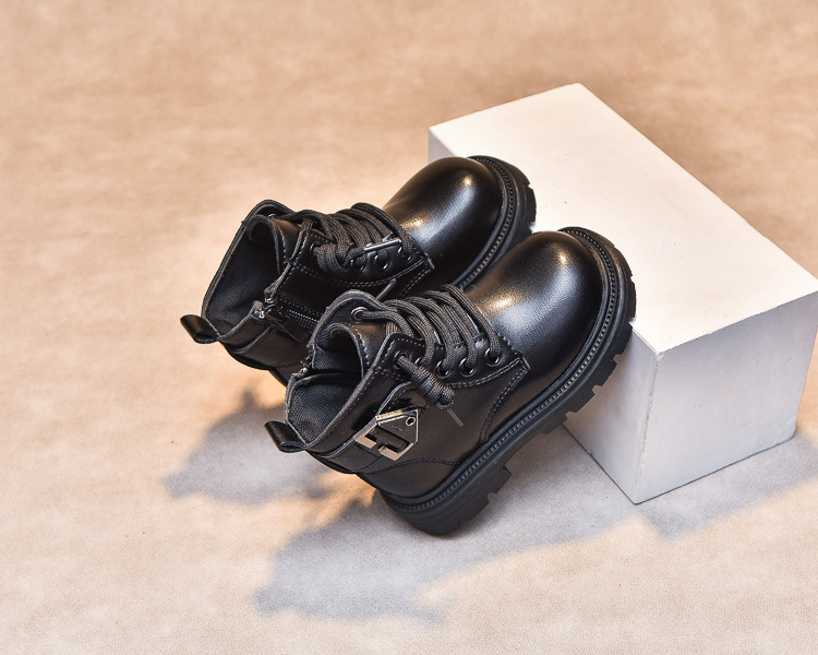 Girl' Martin Britih tyle 2024 autumn and winter new fahion veratile leather children' hort boot, middle-aged_voghion.com