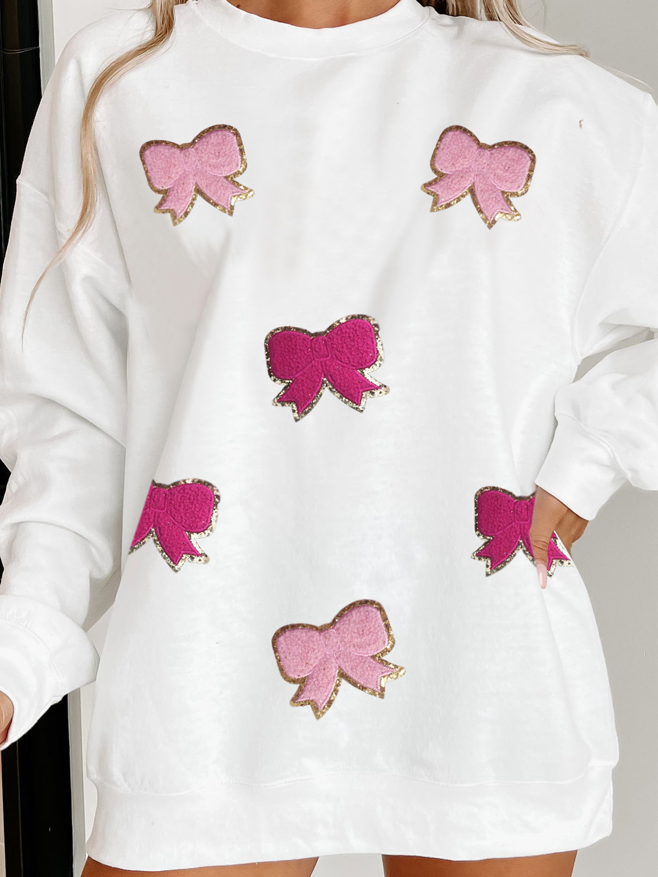 Pullovers Placket Type Regular Sleeve Sleeve Type Hoodies & Sweatshirts Long Sleeve Vacation Simple Style Bow Knot