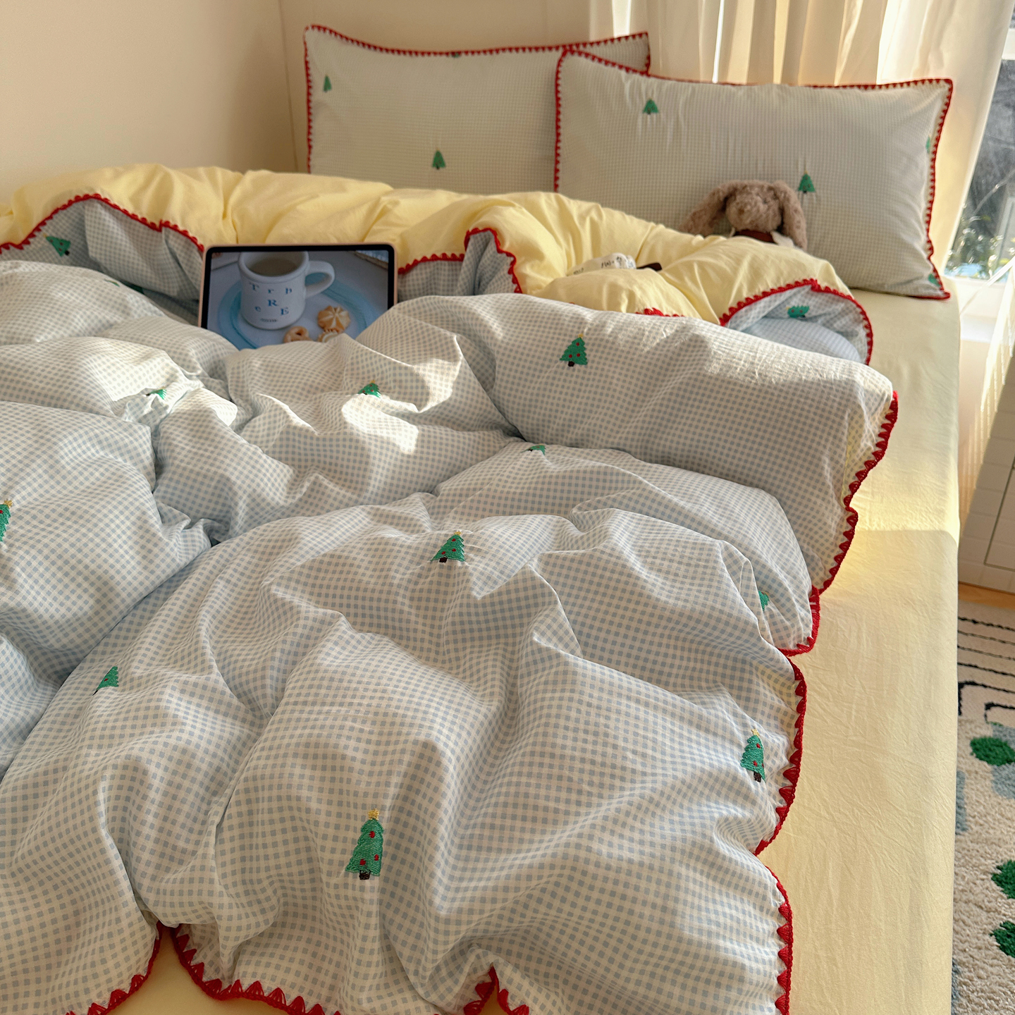 Ins Style A-Class Maternal and Infant Grade Four-Piece Set Pure Cotton Quilt Cover Bed Sheet Quilt Cover Dormitory Three-Piece Set Bedding