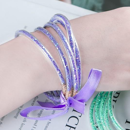 5-Layer Colorful Ribbon Set Sequin Bracelet Transparent Hose Bow Women's Bracelet Cute Silicone Tube Bracelet 5-Layer Colorful Ribbon Set Sequin Bracelet Transparent Hose Bow Women's Bracelet Cute Silicone Tube Bracelet