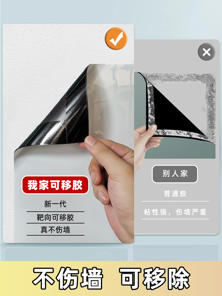 墙纸玻璃软白板墙贴墙可移除挂式教学办公小白板写字板磁马小