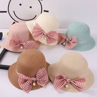Children's summer new baby girl's big brim sun protection sun protection straw hat Princess style parent-child outdoor straw hat cool hat