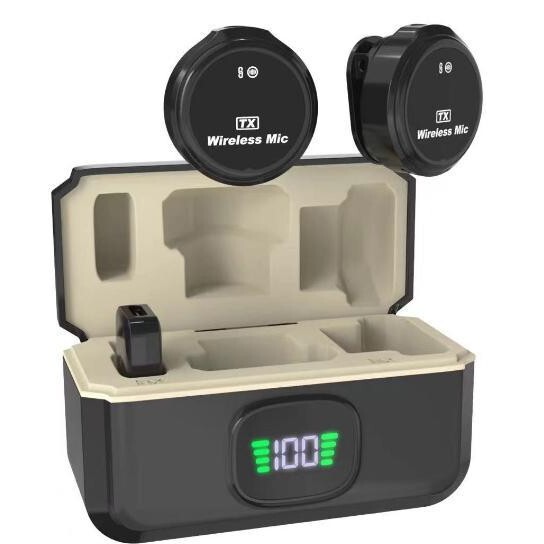 Q8 Private Model Wireless Lavalier Microphone for One-To-Two Live Streaming, Store Visits, Interviews, and Vlog Shooting