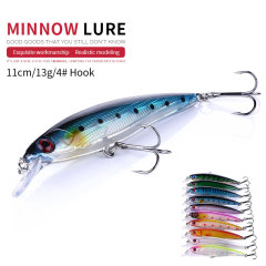 HENG JIA Fishing Tackle Lure Bionic Bait Laser-Effect Artificial Fish Lure, 11cm, 13.4g Minnow Set