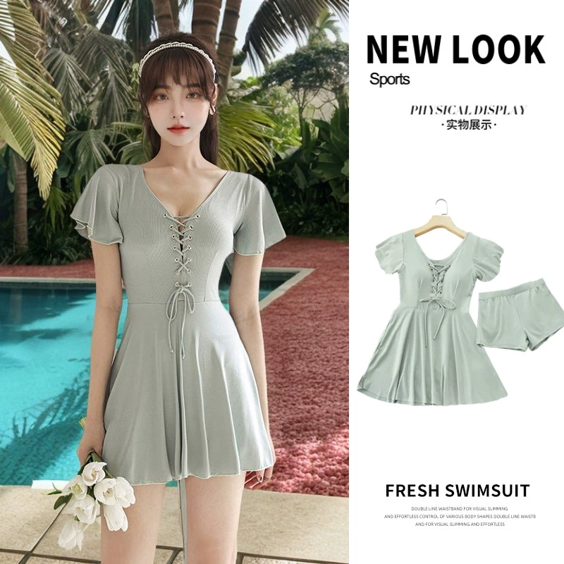 Купальник женский 2025 новый стиль для полных девушек, чтобы прикрыть живот и выглядеть тонкий, консервативная цельная юбка феи, трусы-боксеры, элитные горячие источники