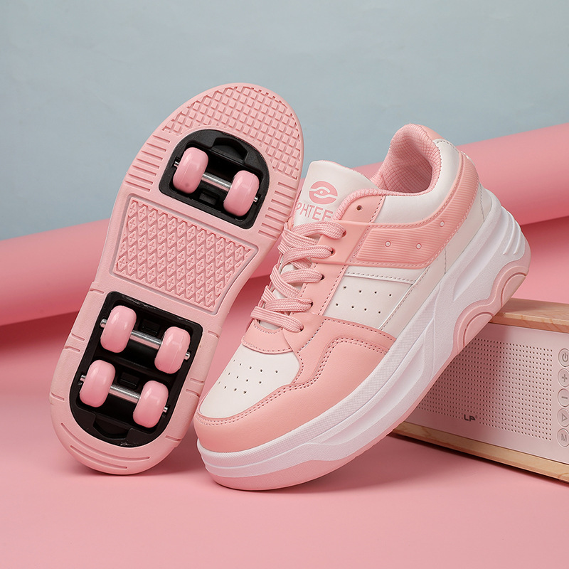 Cross-Border Direct Sales of New Children's Four-Wheel Heelys Shoes, Six-Wheel Girls and Boys, Detachable Double-Wheel Row Shoes with Wheels