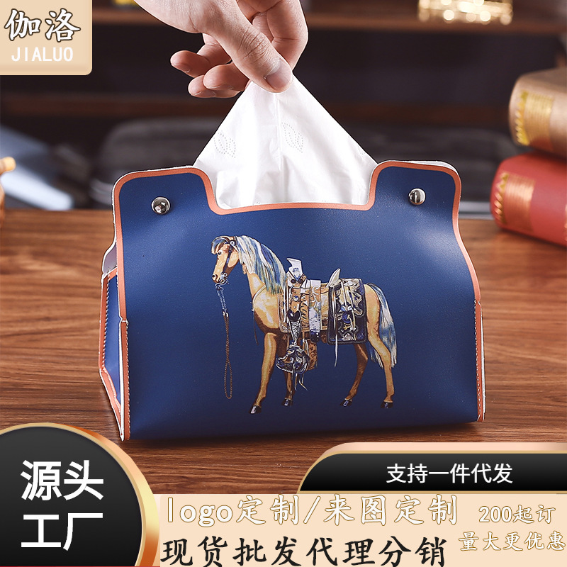 Retro serie romana muebles caja de pañuelos de escritorio dormitorio sala de café caja de pañuelos de cuero coche de almacenamiento universal