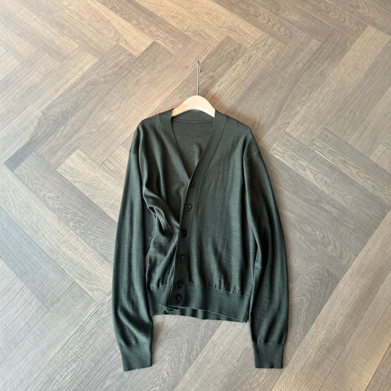 Pure Original Tail Goods 2024 Autumn and Winter New Lem Old Money Style Worsted Wool Multi-Wear V Neck Knitted Cardigan