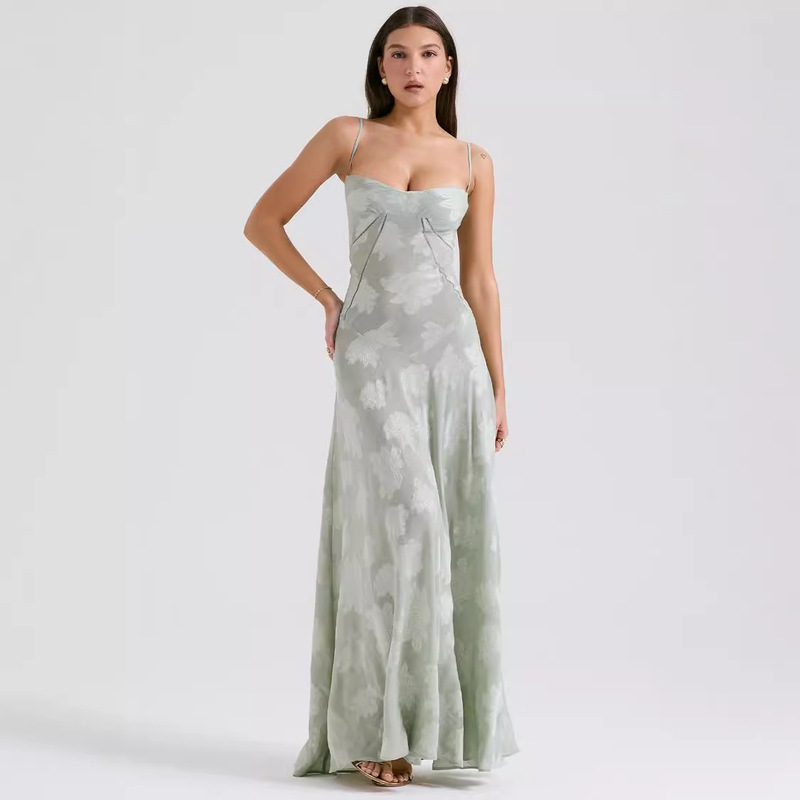 Sexy Sleeveless Strap Backless dress Women's Chiffon Embroidered Square Collar Ball Evening Dress dress 2024 Sexy Sleeveless Strap Backless dress Women's Chiffon Embroidered Square Collar Ball Evening Dress dress 2024