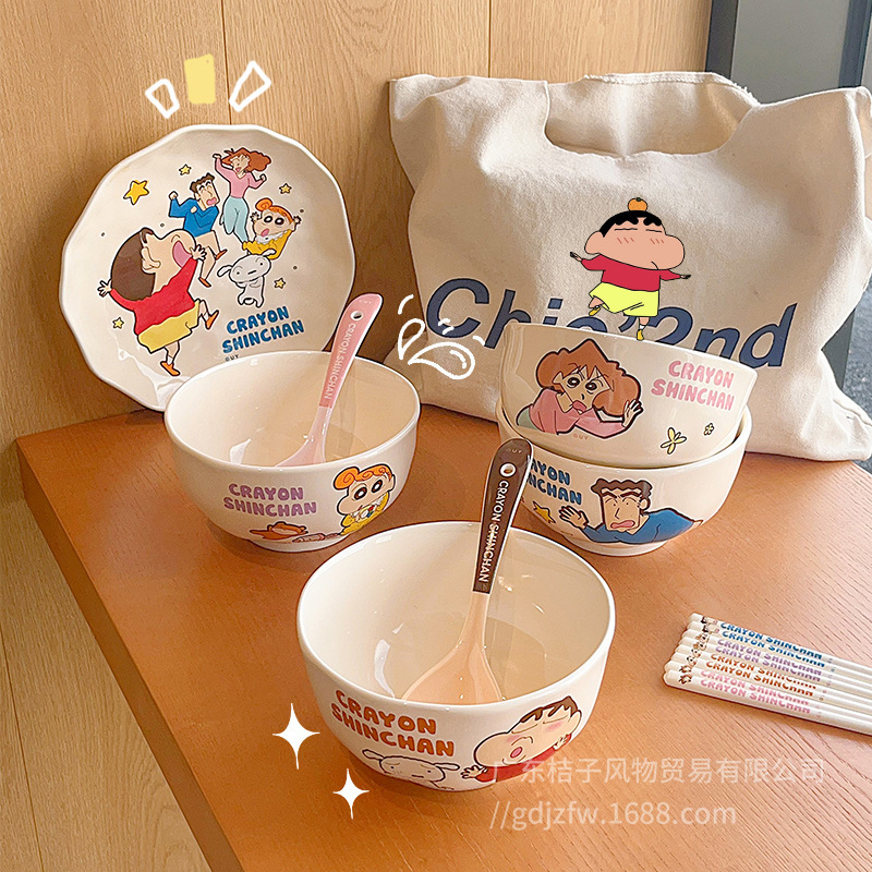 クレヨンしんちゃん ヌードルボウル 食器 かわいいラーメンボウル 即席めんボウル 家庭用 2025年新作 高価値パーソナルボウル|undefined