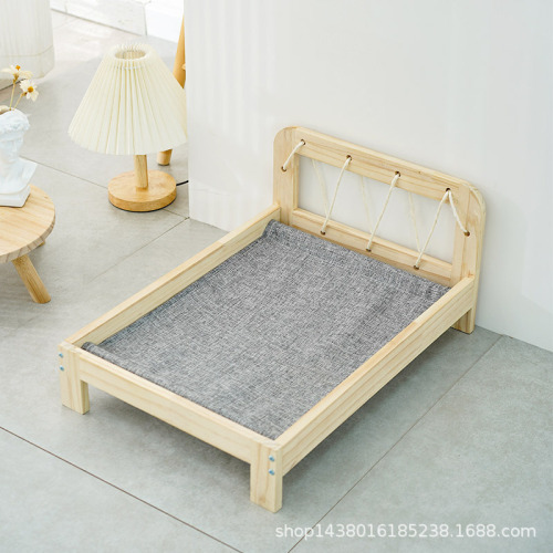 Factory wholesale solid wood cat bed small dog cat kennel kennel solid wood internet celebrity usable in all seasons removable and washable pet supplies