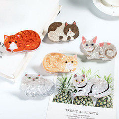可爱甜美卡通橘猫布偶小猫发夹高级感亚克力盘发鲨鱼夹子发饰抓夹