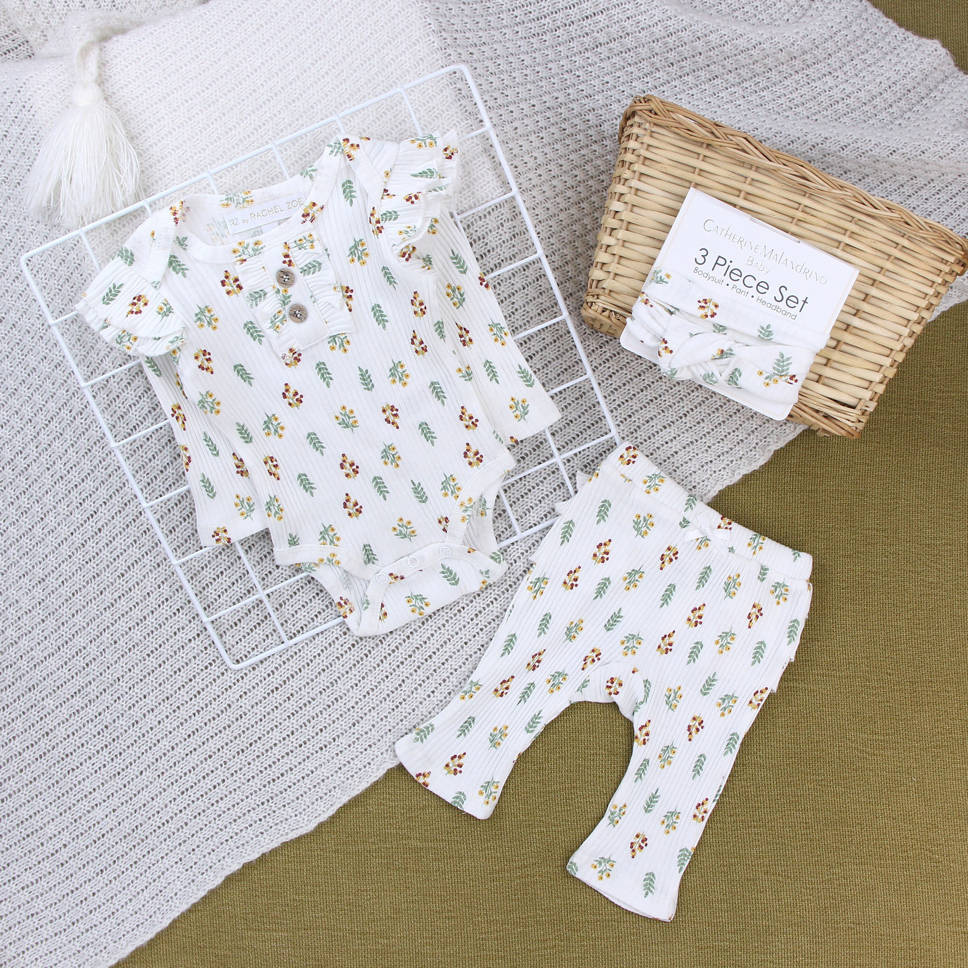 Bebés recién nacidos de algodón, ropa de bebé, ropa de bebé, ropa de impresión, ropa de pantalones, banda de pelo, ropa de bebé