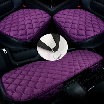 Seat cushion, seat cover car cushion single no - diamond-plush-elegant-purple-three-piece-set-with-pockets-and-hooks