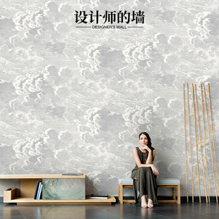 French Cream Style Sofa Background Wall Cloth Cloud Wallpaper High-End Background Cloth Wall Cloth Living Room Bedroom Wallpaper