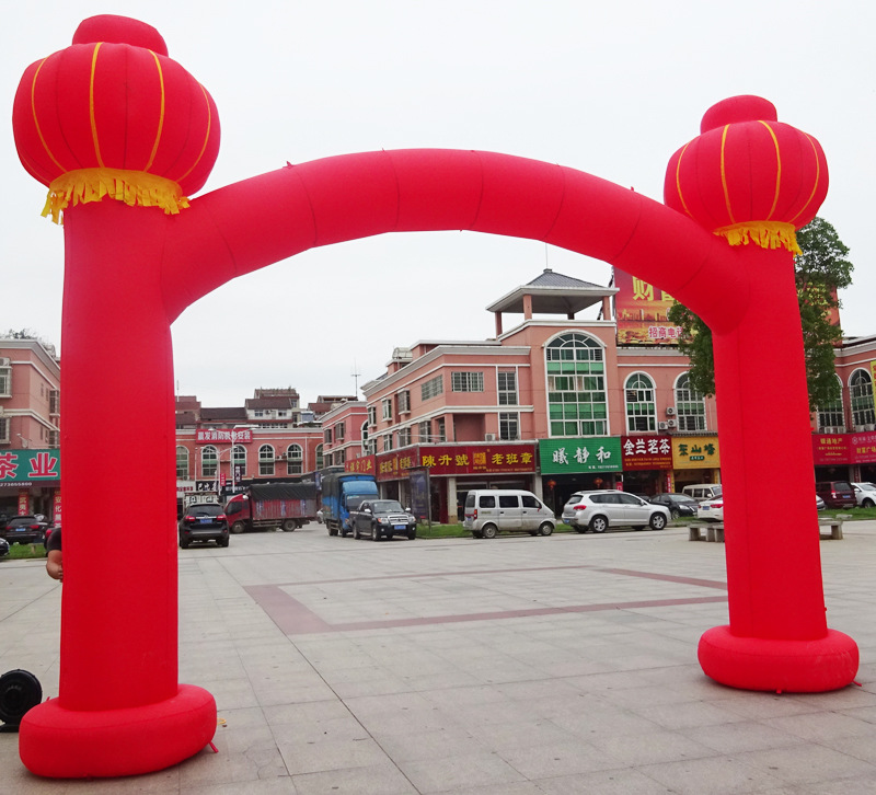厂家新款充气拱门灯笼柱广告模型婚礼拱形门充气弯梁立柱节庆用品