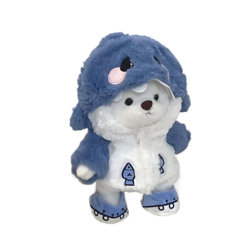 Internet Celebrity Hot-Selling Costume-Changing Bear Doll, Super Cute Shark Lina Bear Plush Toy, Gift for Men and Women, Plush Toy Birthday Present
