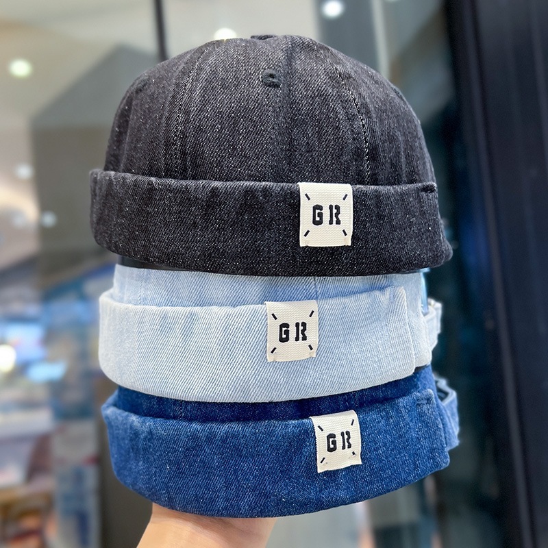 Docker Hat Brimless Denim Cap For Men And Women Korean Style_voghion.com