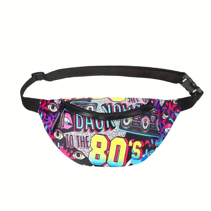 80s and 90s neon fashion style belt bag with adjustable belt and zipper closure for travel and parties LP7301