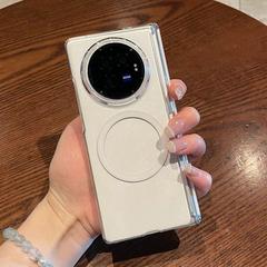 适用vivoxfold5折叠屏手机壳简约透明不发黄xfold3pro磁吸带中轴