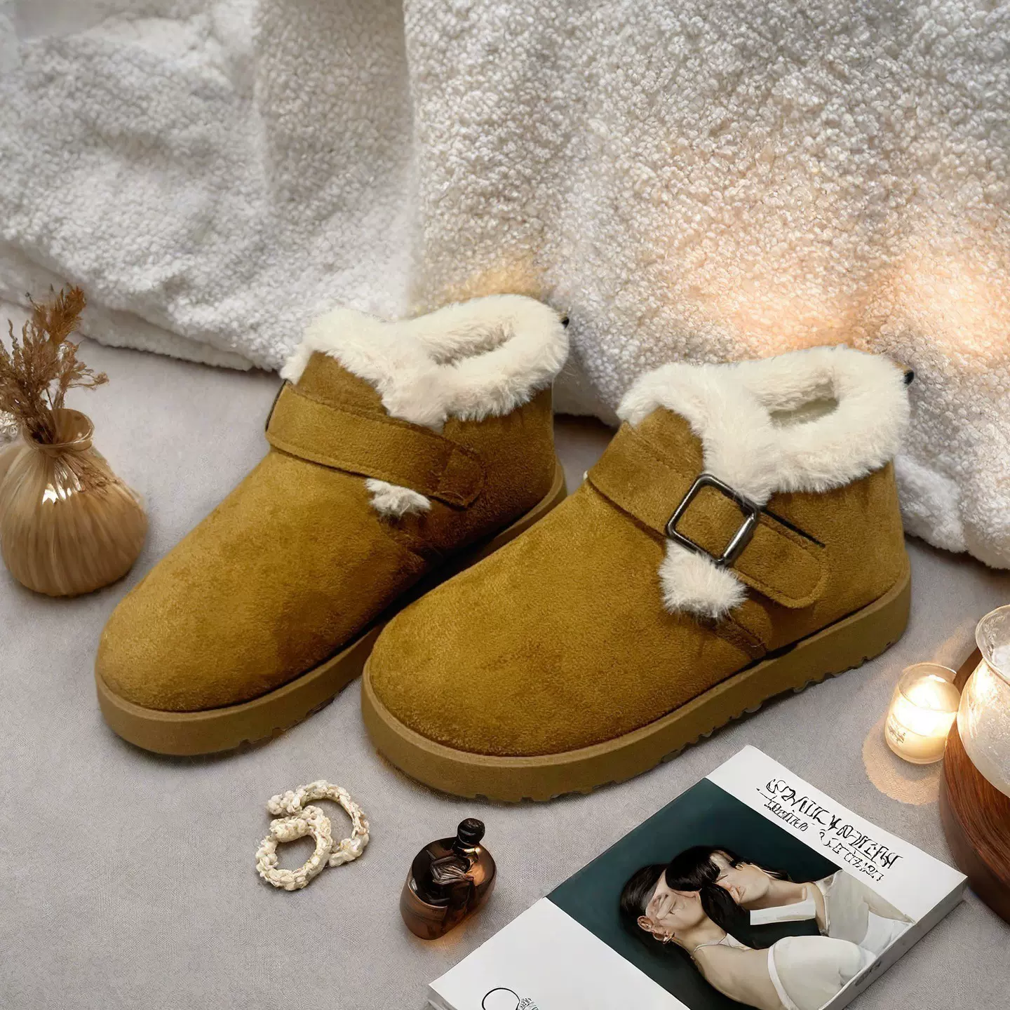 冬季加绒厚底勃肯鞋女2025年新款外穿复古毛毛舒适保暖棉鞋代批发