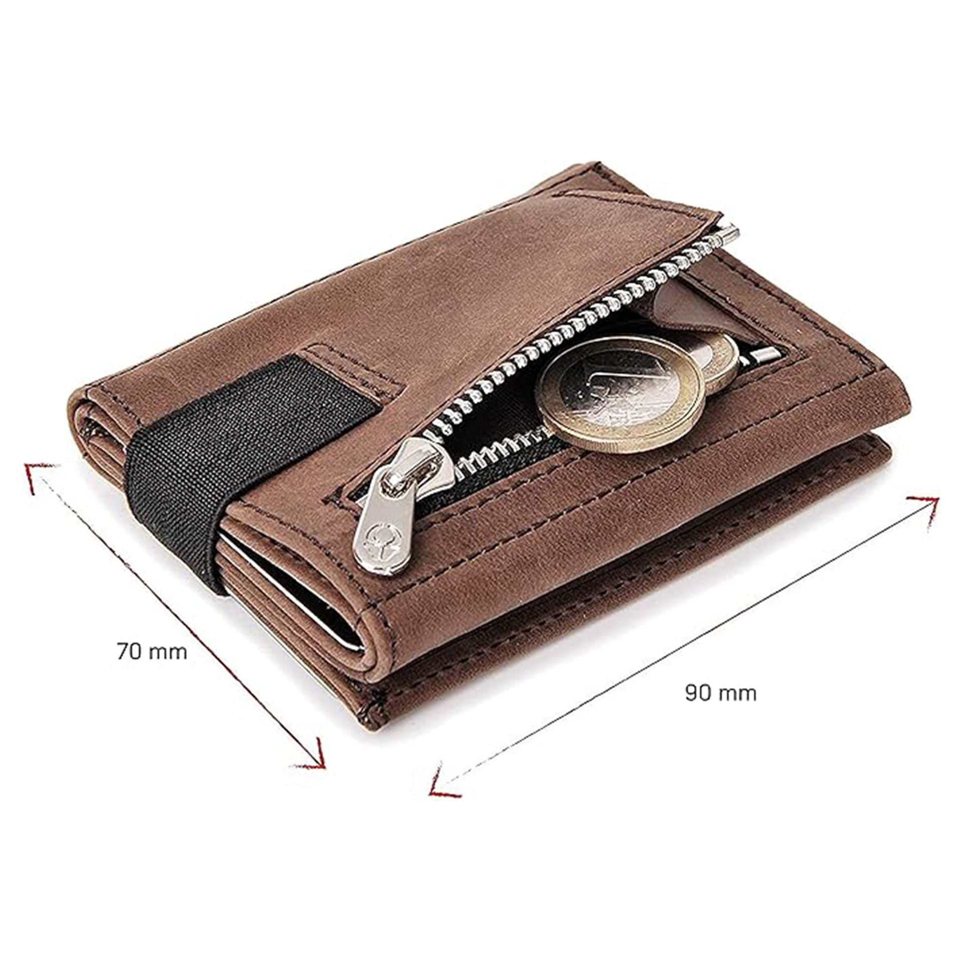 Cartera multi-tarjeta ultrafina transfronteriza personalizada para hombres con bolsa de tarjetas elástica RFID anti-robo multifuncional cartera de cuero