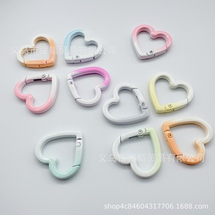 Painted Heart Spring Buckle Colorful Gradient Heart-Shaped Open Spring Ring Ring Buckle Keychain DIY Jewelry Accessories