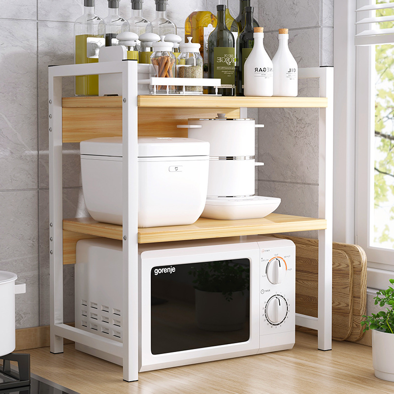 Kitchen microwave storage rack household countertop condiments oven condiments vegetable storage rack rice cooker holder