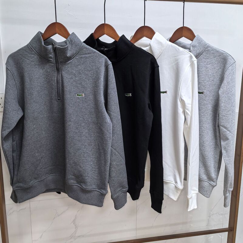 New High-Quality Crocodile Embroidered Stand-Collar Half-Zip Sweatshirt, Versatile for Outerwear, Matching Casual Tops for Couples, Wholesale