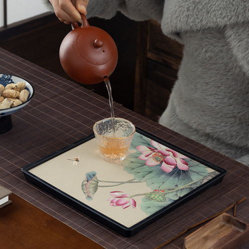Creative quick-drying water-absorbing tea tray square dry brewing table teapot small tray household pot bearing retro tea set tea ceremony accessories