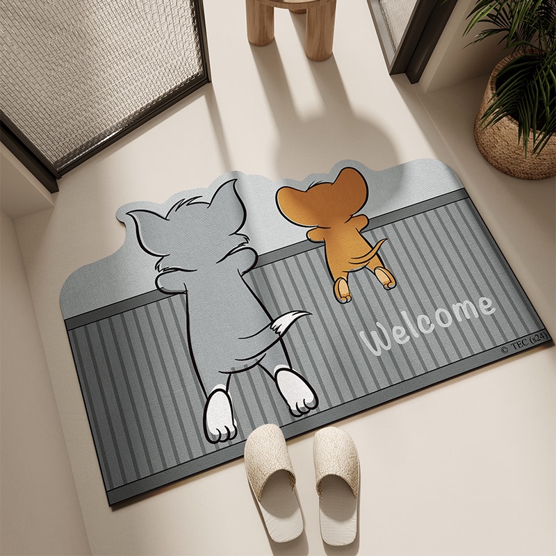 Tom and Jerry Bathroom Floor Mat Toilet Carpet Diatom Mud Non-Slip Bathroom Floor Mat Absorbent Entrance Door Mat