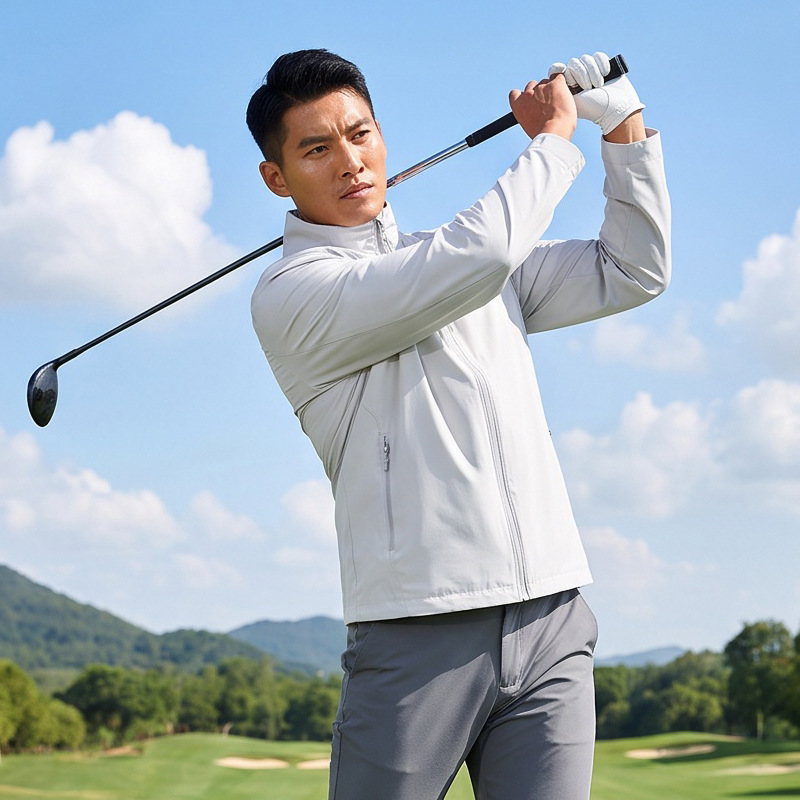 Outdoor single-layer jacket for men, solid color thin jacket, golf stand-up collar coat for women, two trees custom logo Outdoor single-layer jacket for men, solid color thin jacket, golf stand-up collar coat for women, two trees custom logo